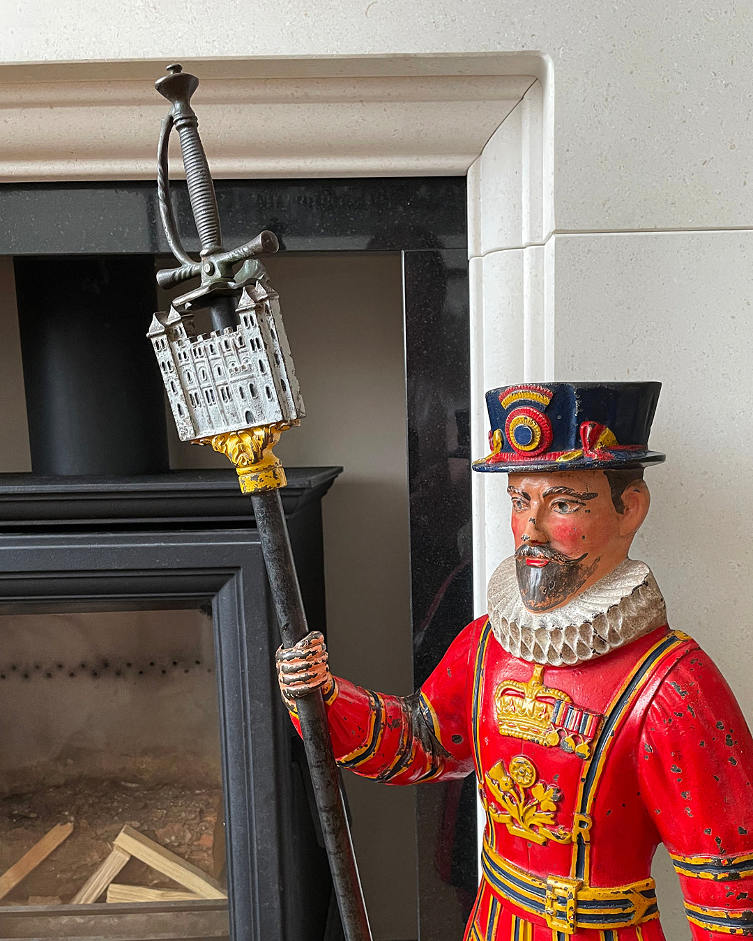 Fireside Companion Beefeater Cast Iron Stand English c. 1910 ANTIQUE
