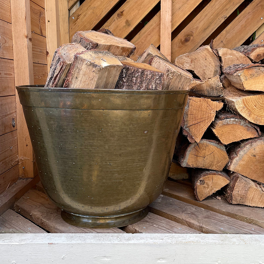 A Brass Bin For Logs Or Kindling Arts & Crafts Late 19th Century ANTIQUE