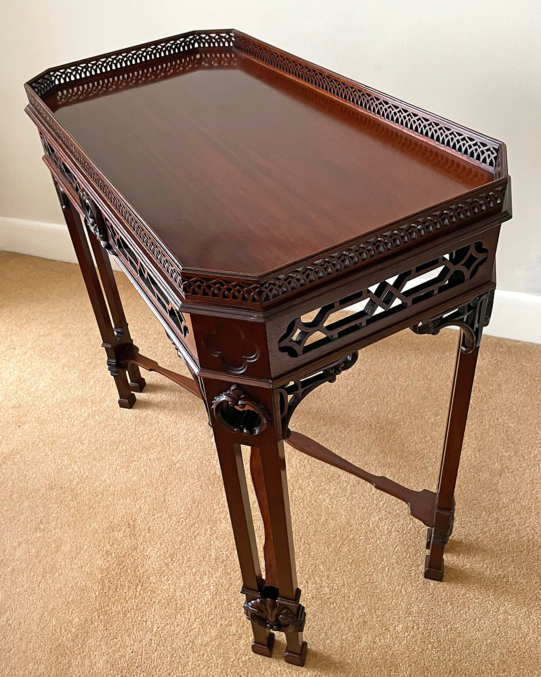 Mahogany Silver Table Chinese Chippendale Style 1900's ANTIQUE