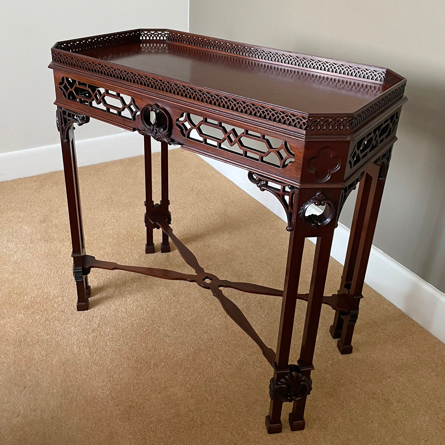 Mahogany Silver Table Chinese Chippendale Style 1900's ANTIQUE