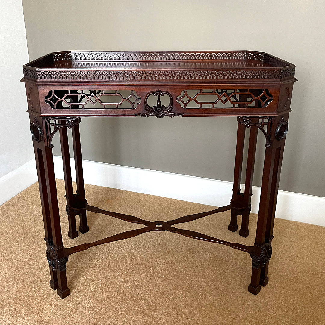 Mahogany Silver Table Chinese Chippendale Style 1900's ANTIQUE