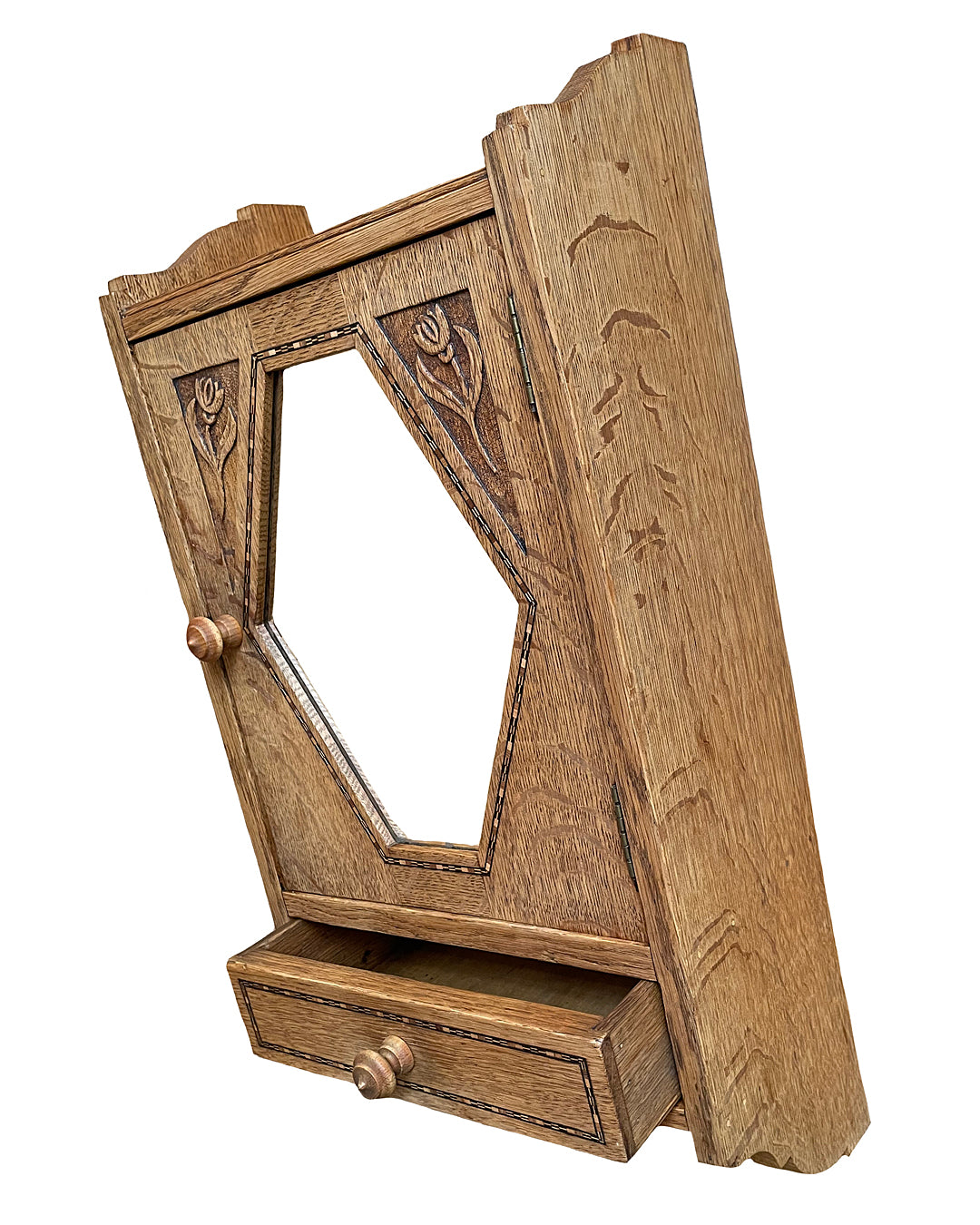 Oak Wall Cabinet Art Nouveau & Art Deco Dutch 1920's ANTIQUE