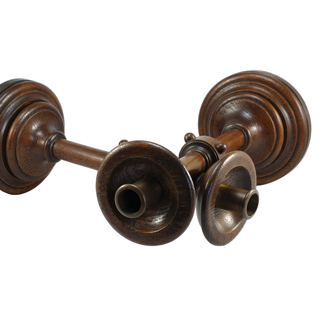 A Pair Of Oak Candlestick Holders Arts And Crafts Movement ANTIQUE