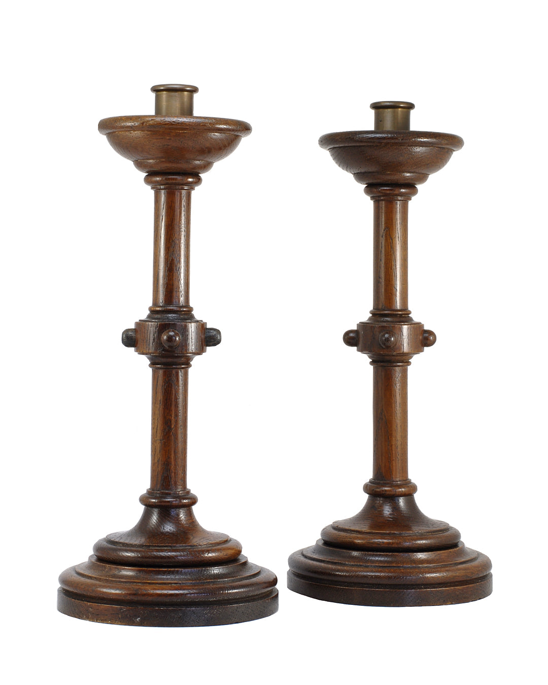 A Pair Of Oak Candlestick Holders Arts And Crafts Movement ANTIQUE