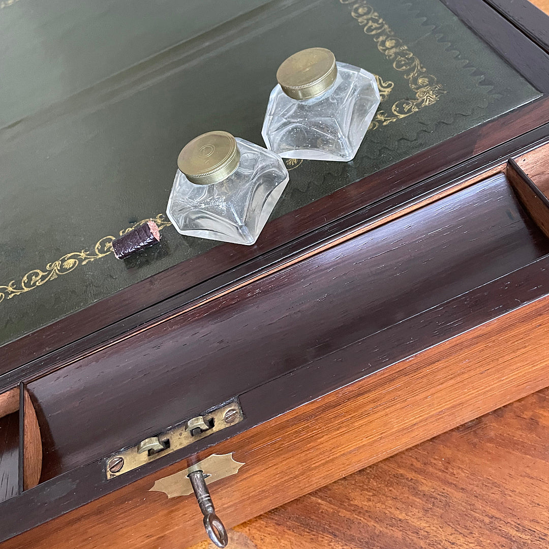 Rosewood Writing Slope & Secret Drawers Campaign Style 1850's ANTIQUE