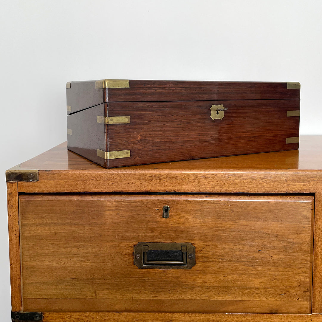 Rosewood Writing Slope & Secret Drawers Campaign Style 1850's ANTIQUE