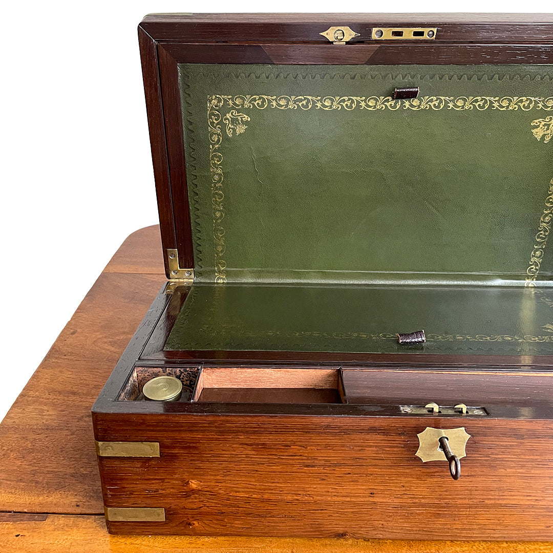 Rosewood Writing Slope & Secret Drawers Campaign Style 1850's ANTIQUE