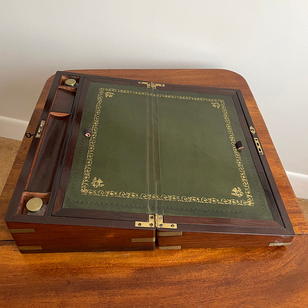 Rosewood Writing Slope & Secret Drawers Campaign Style 1850's ANTIQUE