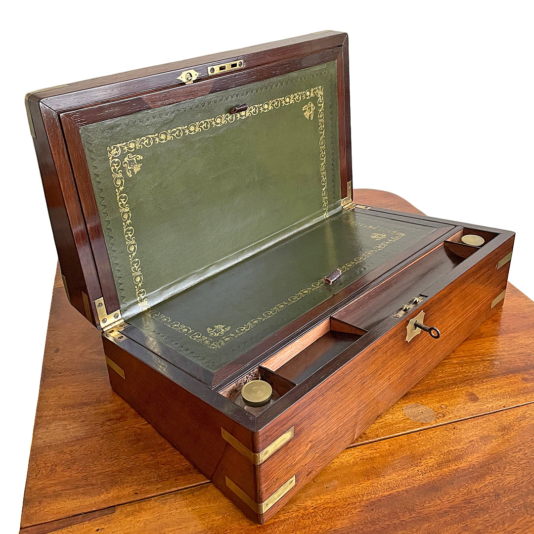 Rosewood Writing Slope & Secret Drawers Campaign Style 1850's ANTIQUE