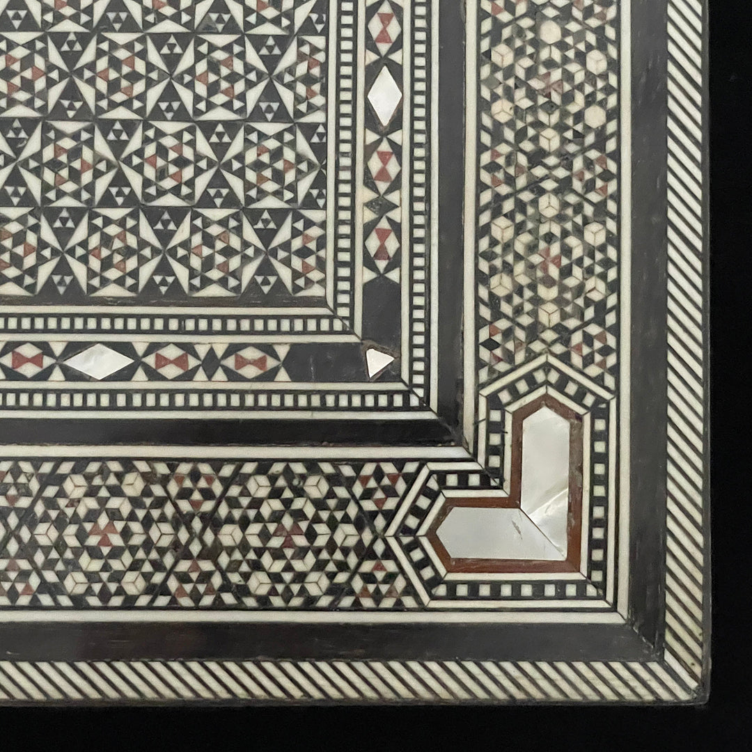 Large Damascene Jewellery Box Walnut & Inlay Syrian 1950's VINTAGE