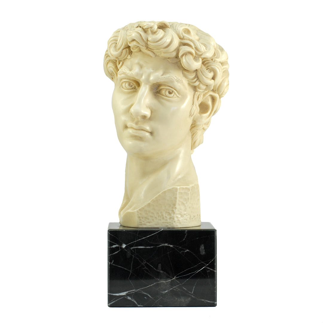 6.5" Bust Of Michelangelo's David Alabaster & Resin Sculpture Gino Ruggeri Italy VINTAGE