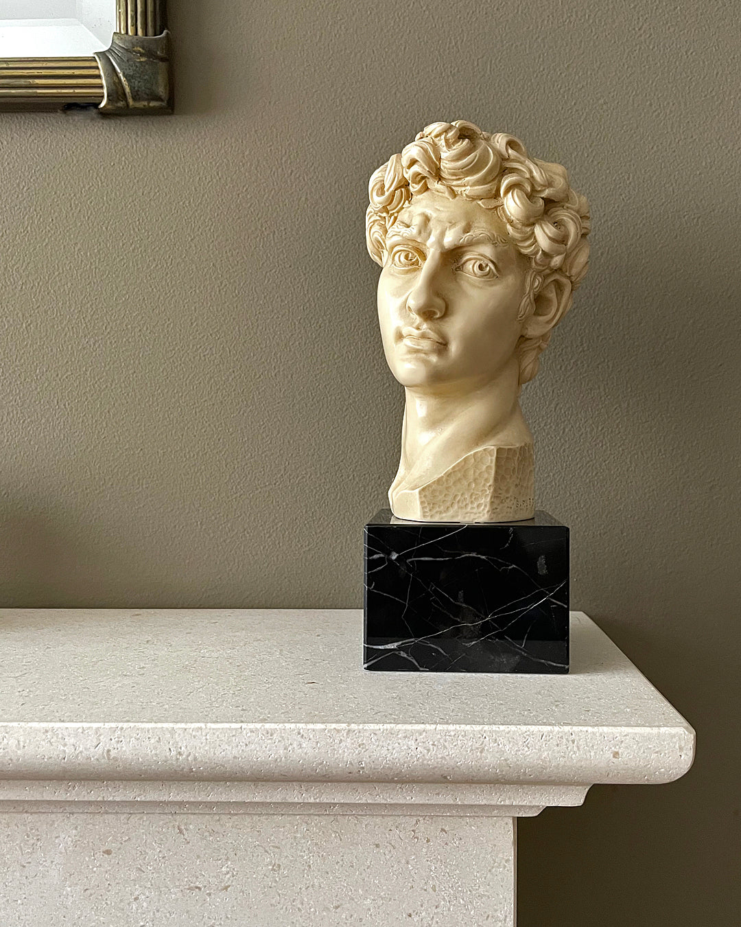 6.5" Bust Of Michelangelo's David Alabaster & Resin Sculpture Gino Ruggeri Italy VINTAGE