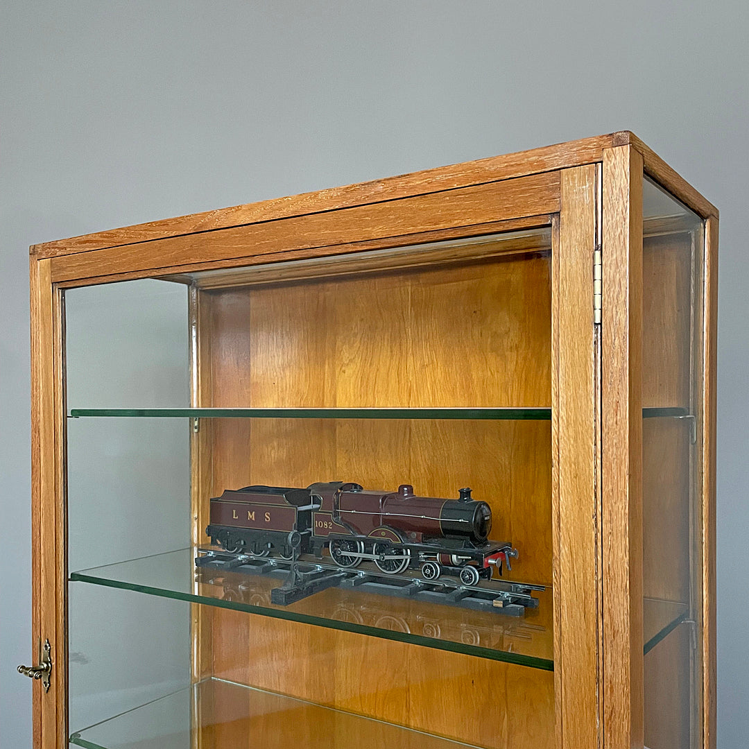 F. Maund & E. Berg Glass & Oak Shop Display Cabinet 1910 ANTIQUE