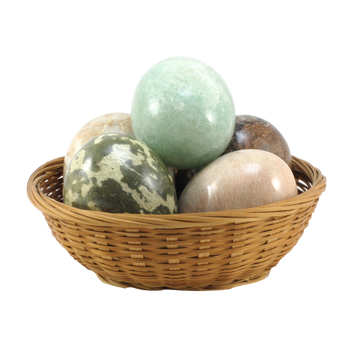 A Set of Five Semi-Precious Stone Eggs With Stands (2) COLLECTABLE
