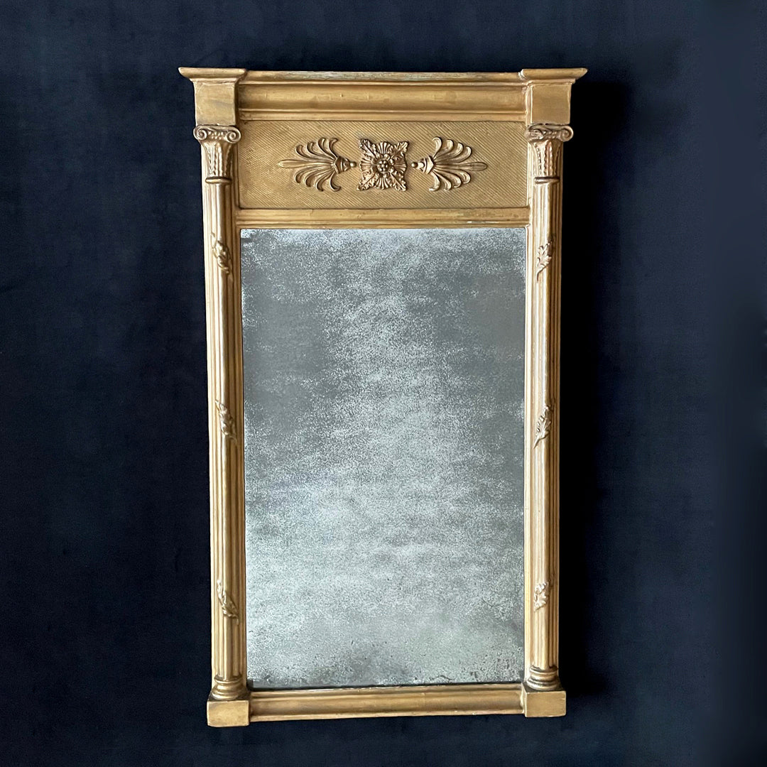 Pier Gilded Mirror With Distressed Foxed Mercury Glass Regency (1811-1820) 80 x 47cm ANTIQUE