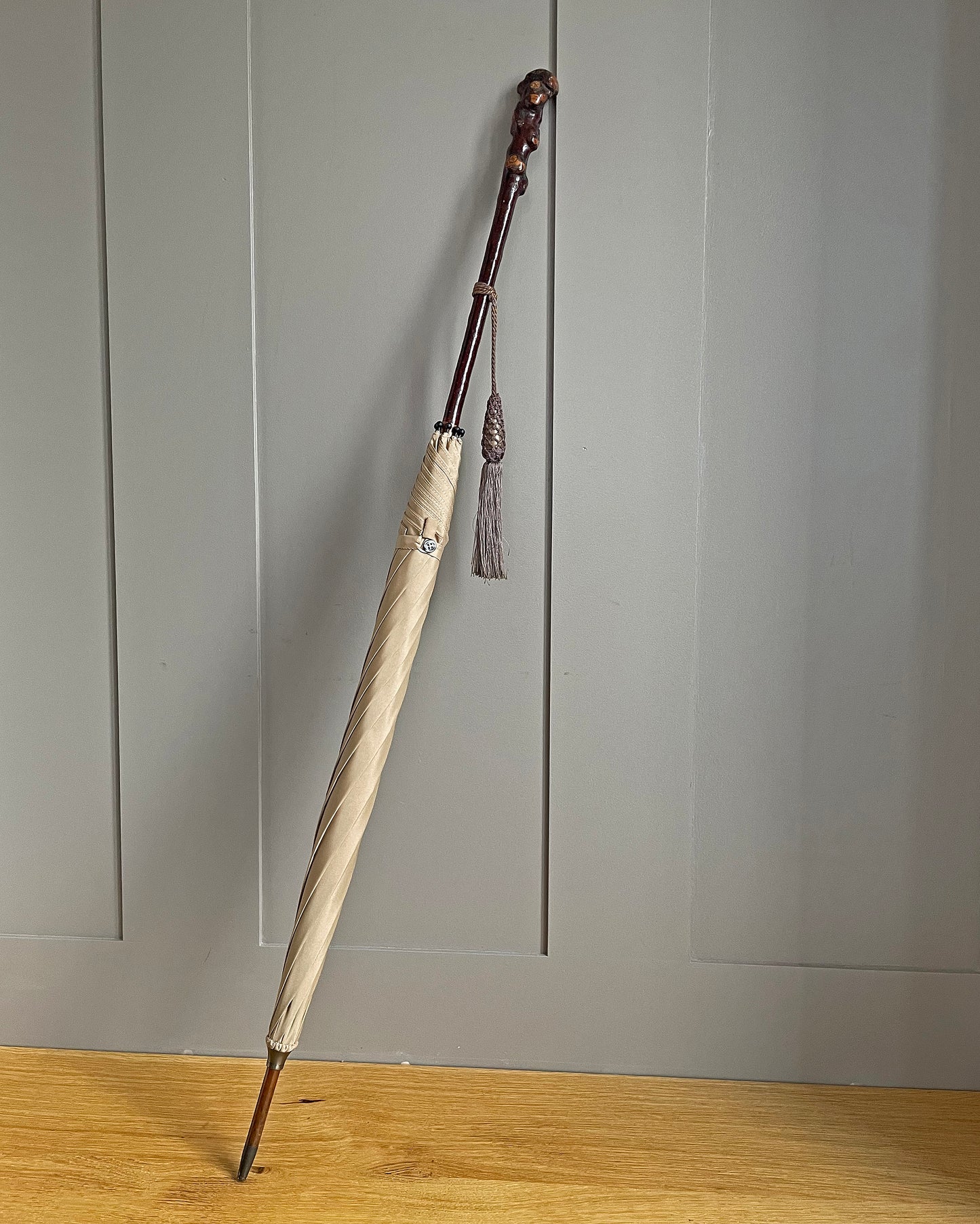 Fox Parasol Camel Canopy & Blackthorn Handle & Tassel VINTAGE