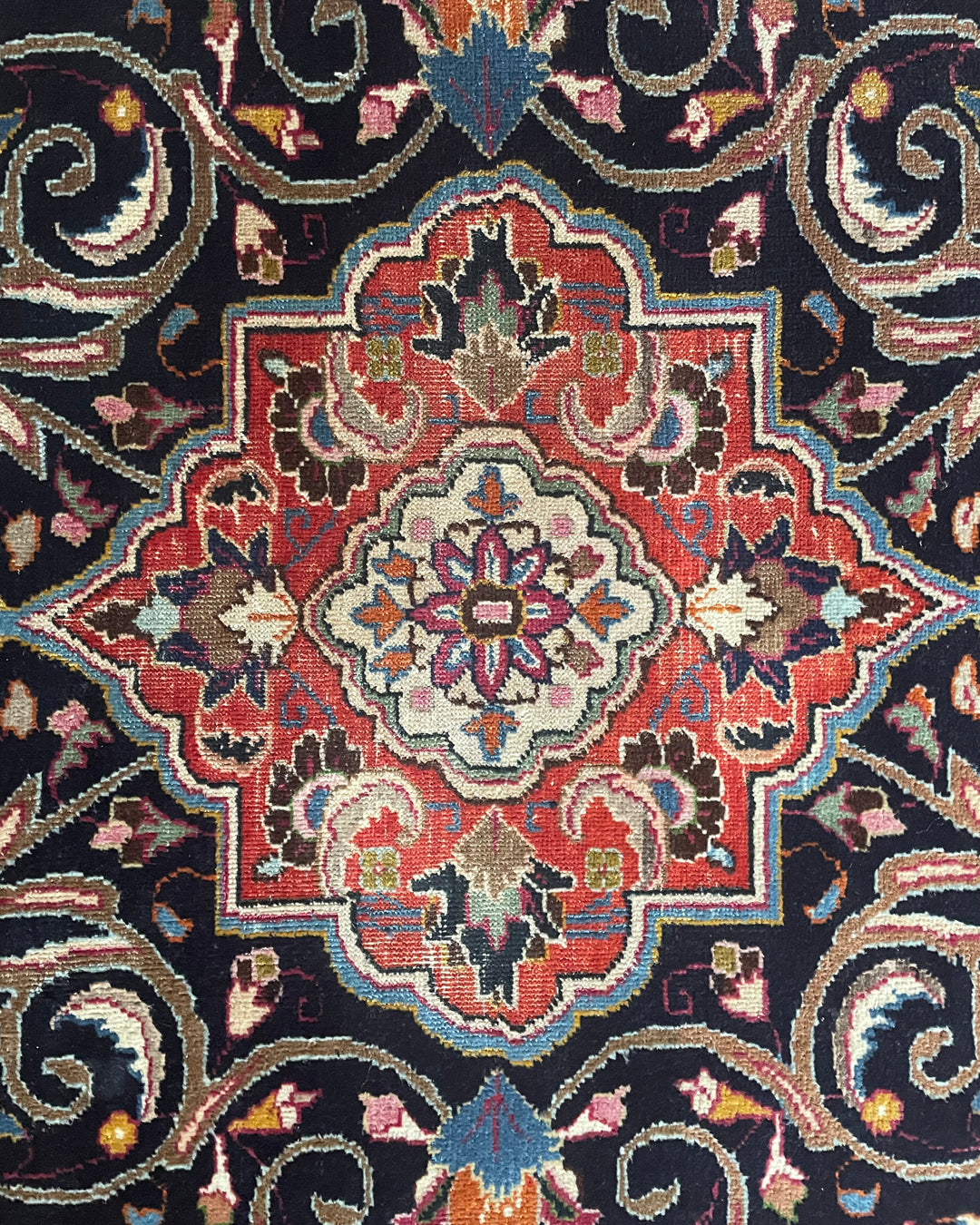 Persian Carpet Mashad Signed 410cm x 295cm Burgundy & Navy VINTAGE