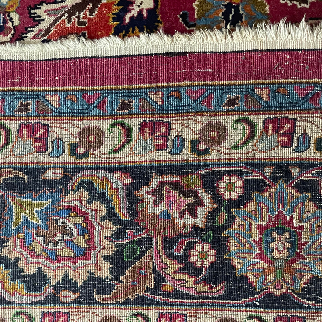 Persian Carpet Mashad Signed 410cm x 295cm Burgundy & Navy VINTAGE