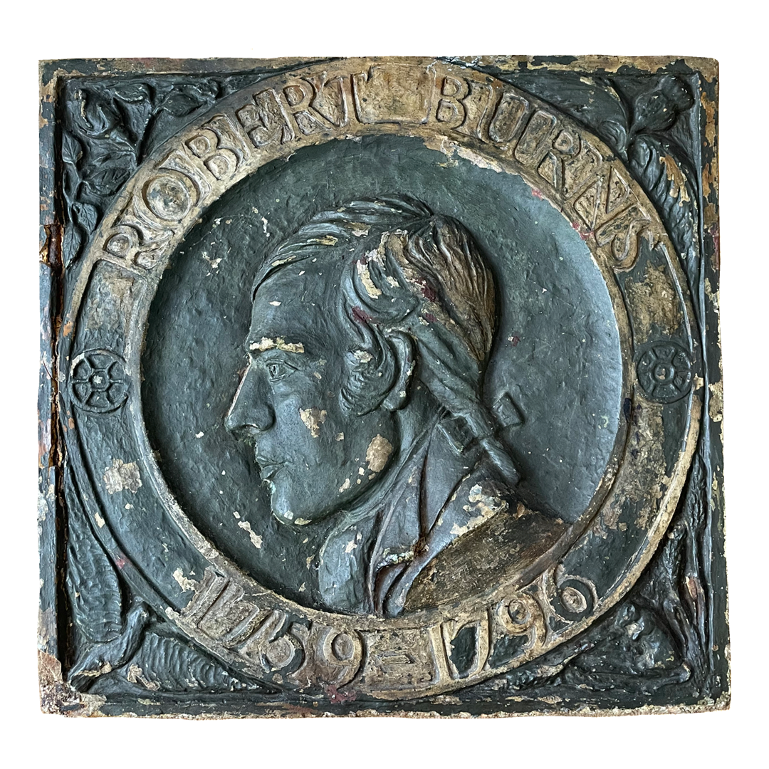 Robert Burns Commemorative Plaque Bronzed Oak & Plaster 1890's ANTIQUE