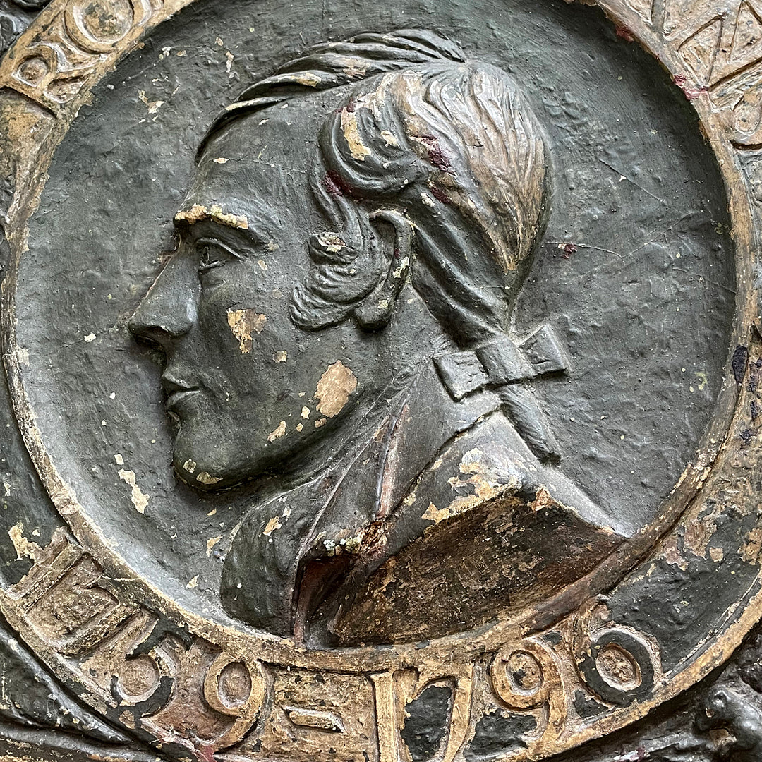 Robert Burns Commemorative Plaque Bronzed Oak & Plaster 1890's ANTIQUE