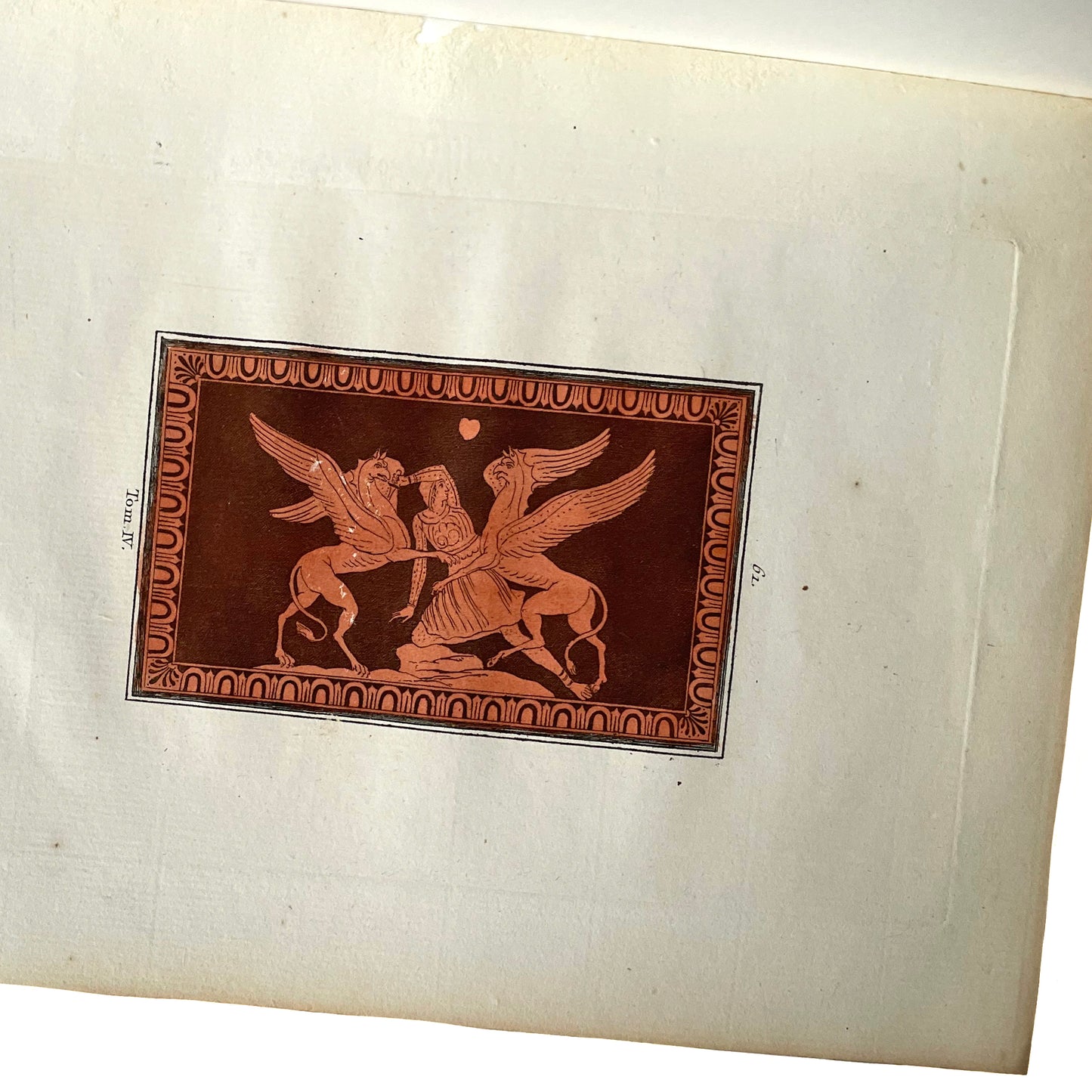 Engraving Arimaspi & Griffins Plate 61 William Hamilton 1787 ANTIQUE