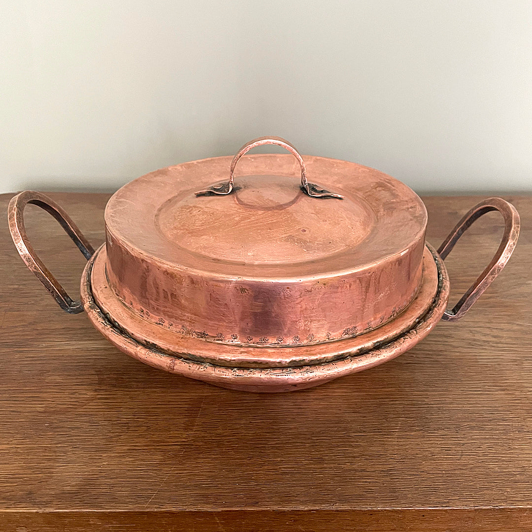 Hammered Copper Tourtière Pie Pan France Early 1800's ANTIQUE