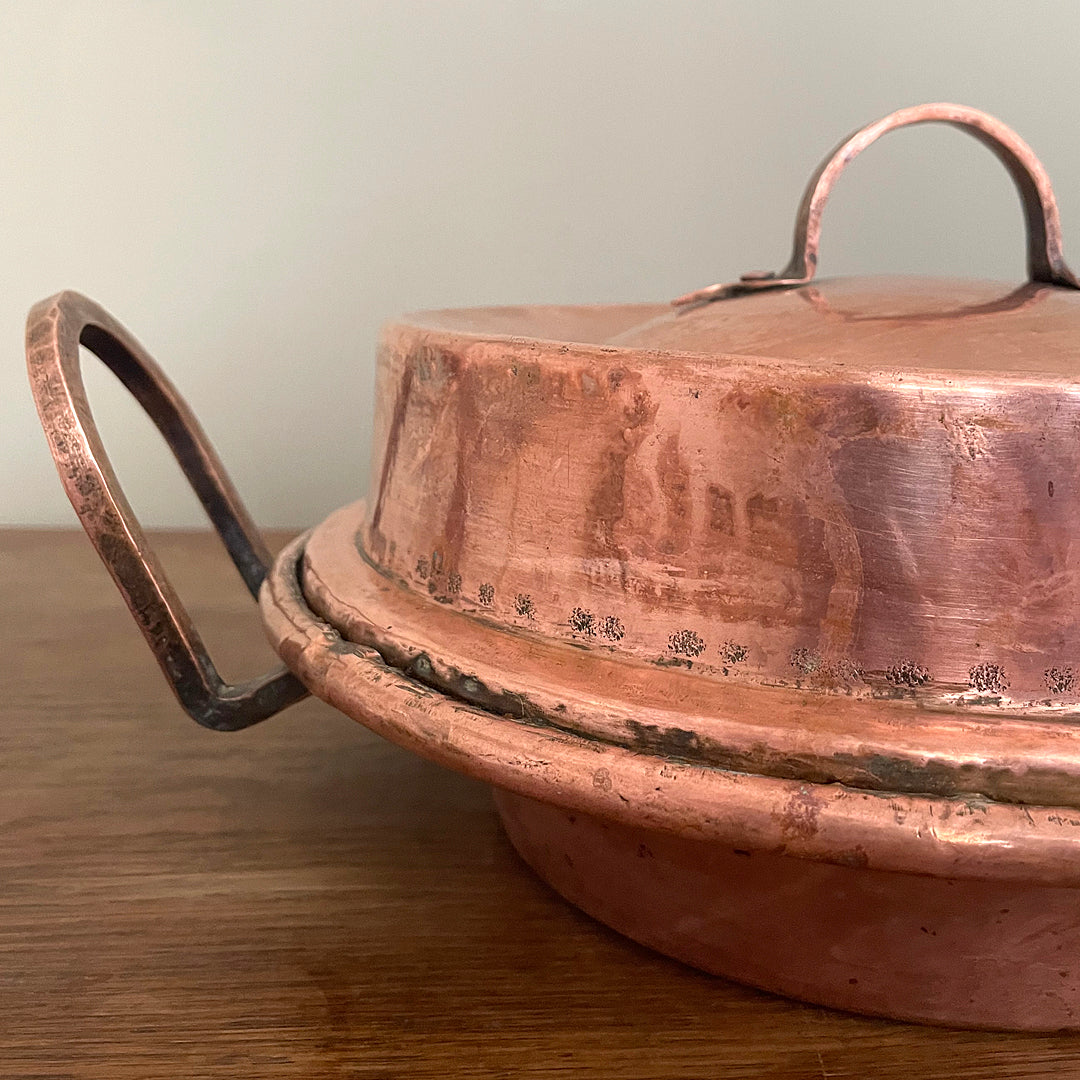 Hammered Copper Tourtière Pie Pan France Early 1800's ANTIQUE