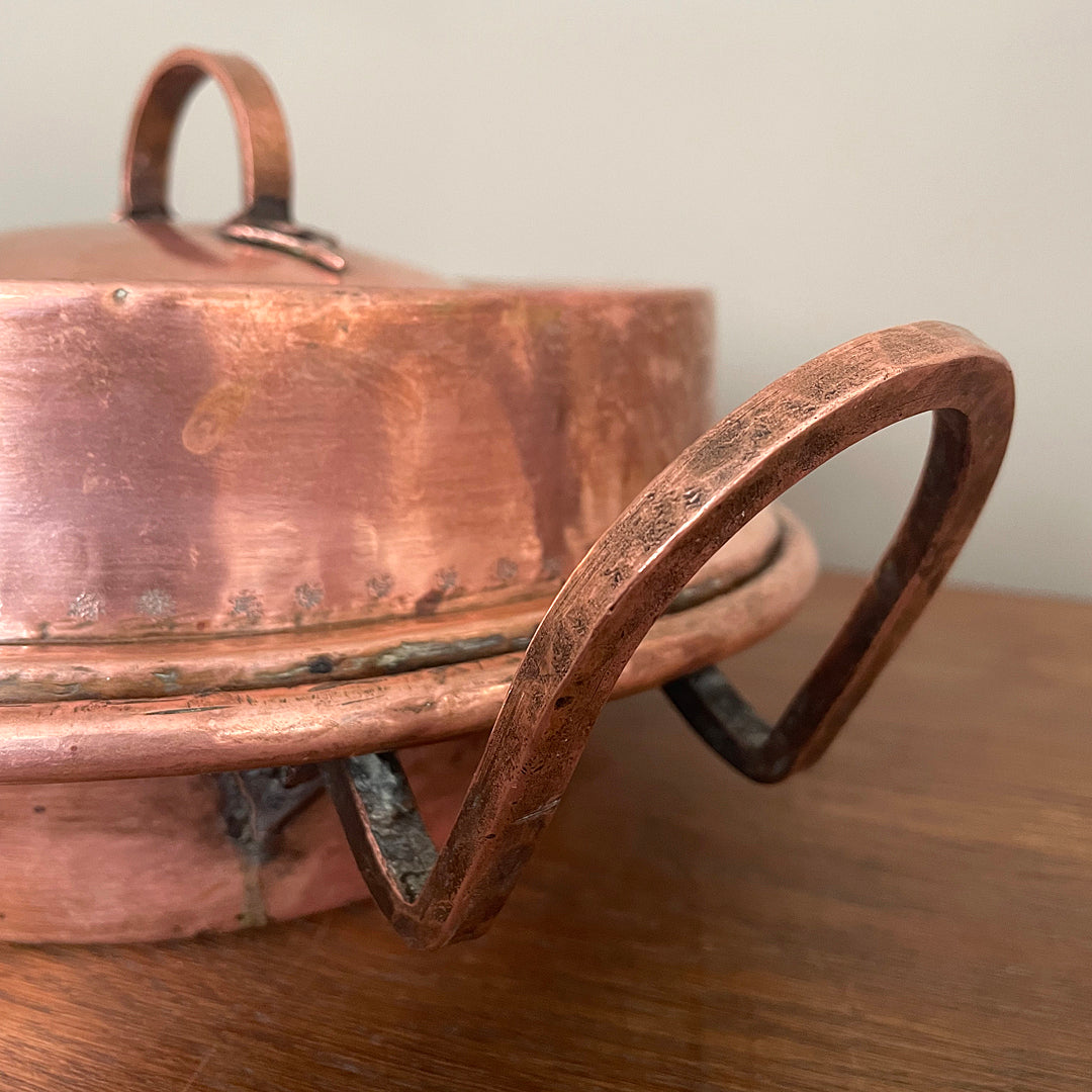 Hammered Copper Tourtière Pie Pan France Early 1800's ANTIQUE