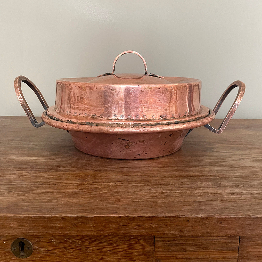 Hammered Copper Tourtière Pie Pan France Early 1800's ANTIQUE