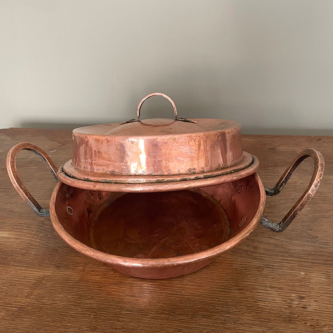 Hammered Copper Tourtière Pie Pan France Early 1800's ANTIQUE