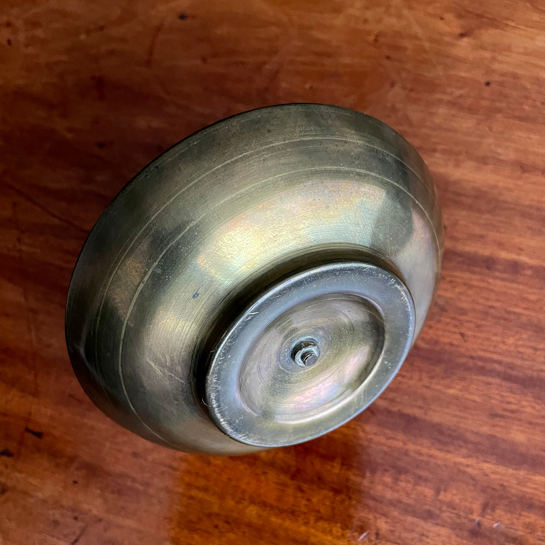 Moulded Glass Inkwell On Ceramic & Copper Dish English 19th Century ANTIQUE