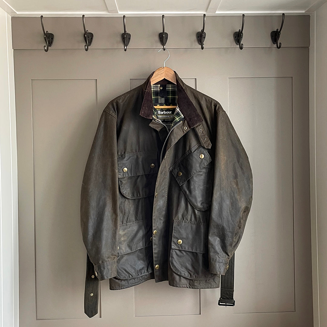 Barbour NATO M12 International Waxed Jacket Olive Green 46 XL VINTAGE