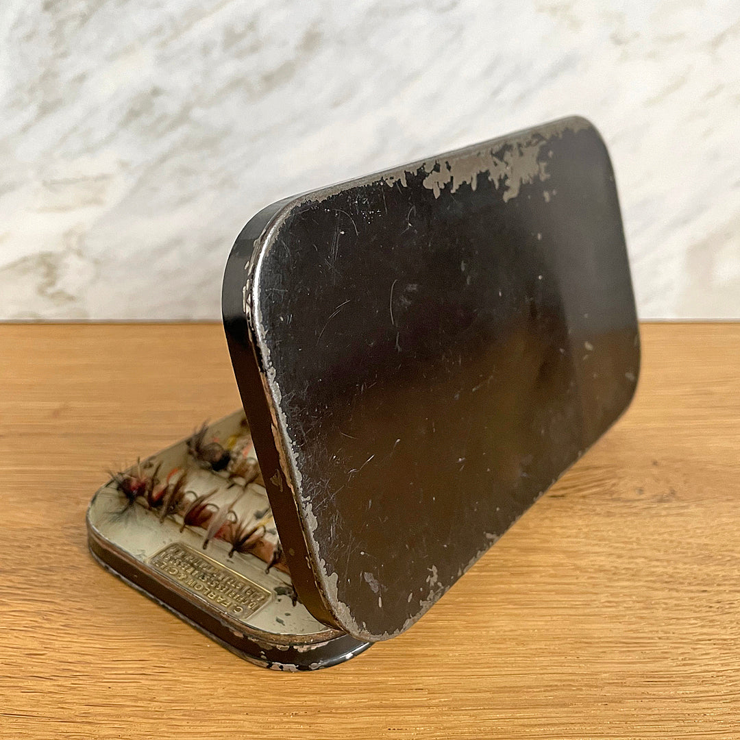 C. Farlow & Co. Ltd Black Japanned Fly Fishing Box & Flies c. 1906 ANTIQUE