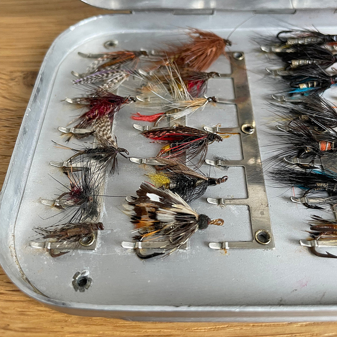 C. Farlow & Co Wheatley Aluminium Fly Fishing Box & Flies 1966 VINTAGE