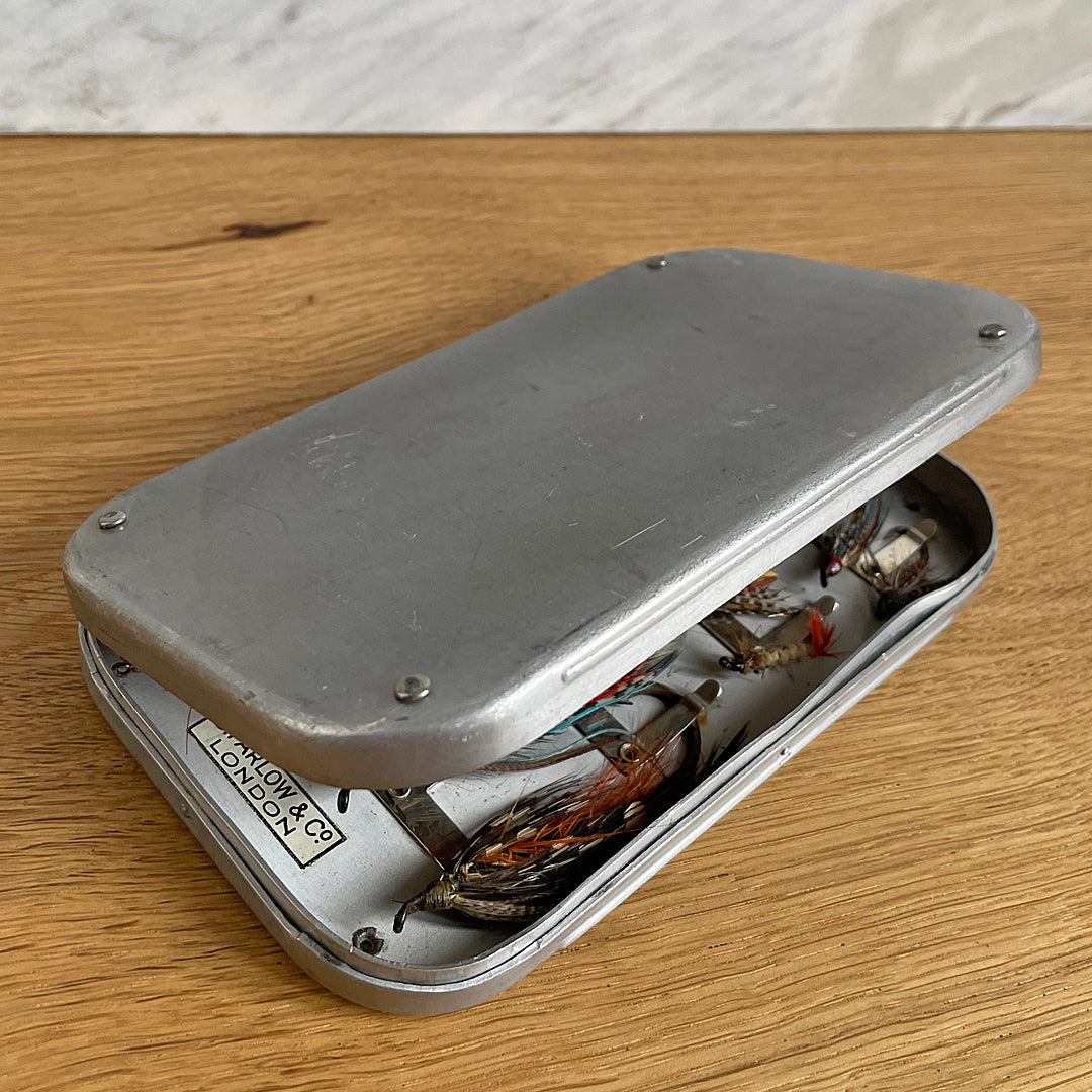 C. Farlow & Co Wheatley Aluminium Fly Fishing Box & Flies 1966 VINTAGE