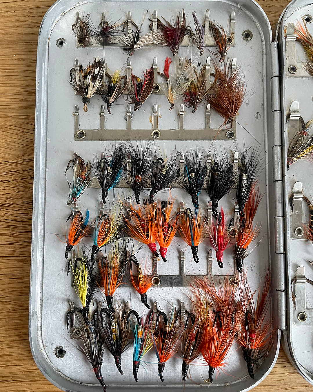 C. Farlow & Co Wheatley Aluminium Fly Fishing Box & Flies 1966 VINTAGE