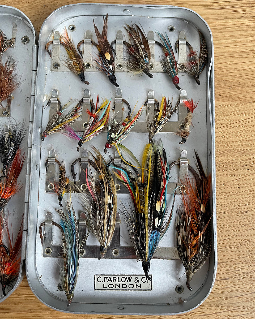 C. Farlow & Co Wheatley Aluminium Fly Fishing Box & Flies 1966 VINTAGE