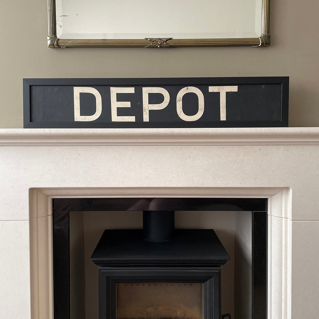 Framed Original Bus Blind DEPOT Destination Sign 1950's VINTAGE