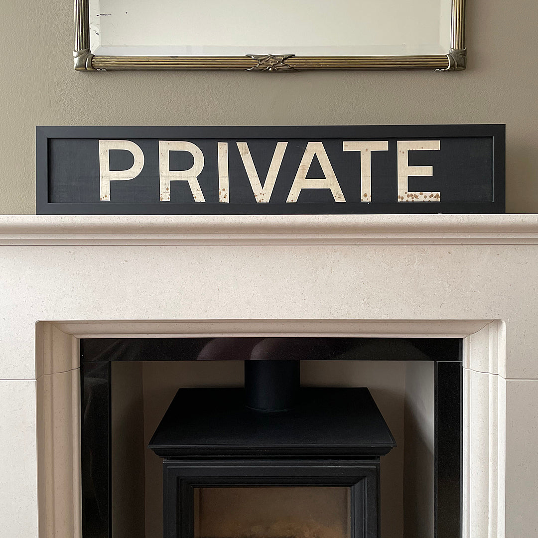Framed Original Bus Blind PRIVATE Destination Sign 1950's VINTAGE