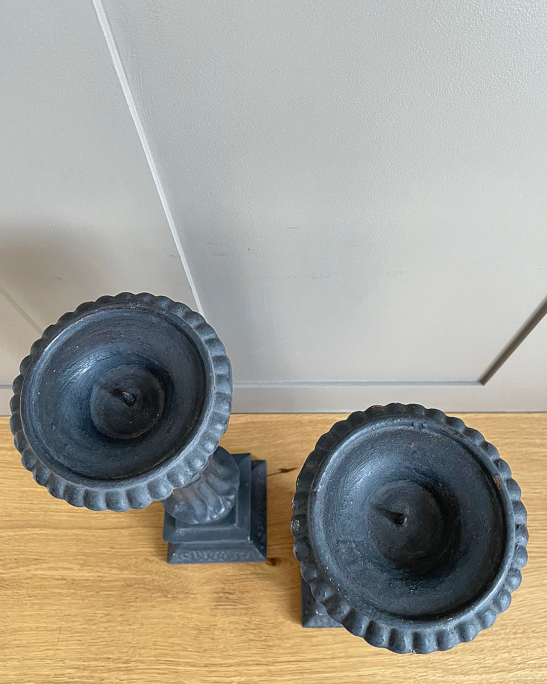 Set Of Cast Iron Garden Candlestick Holders 45cm French 1890's ANTIQUE