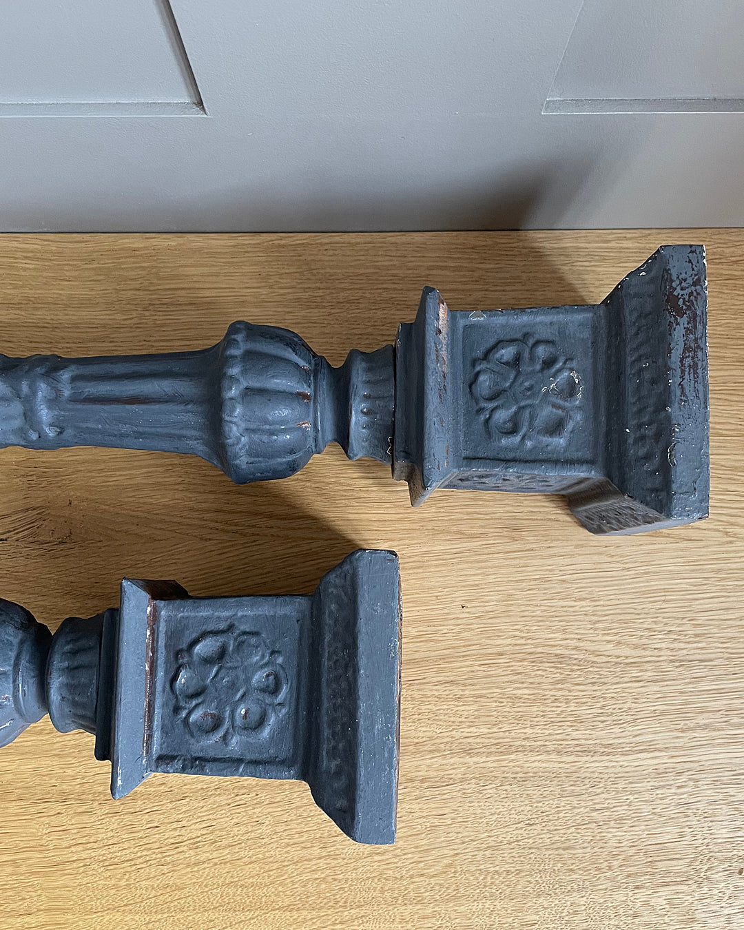 Set Of Cast Iron Garden Candlestick Holders 45cm French 1890's ANTIQUE
