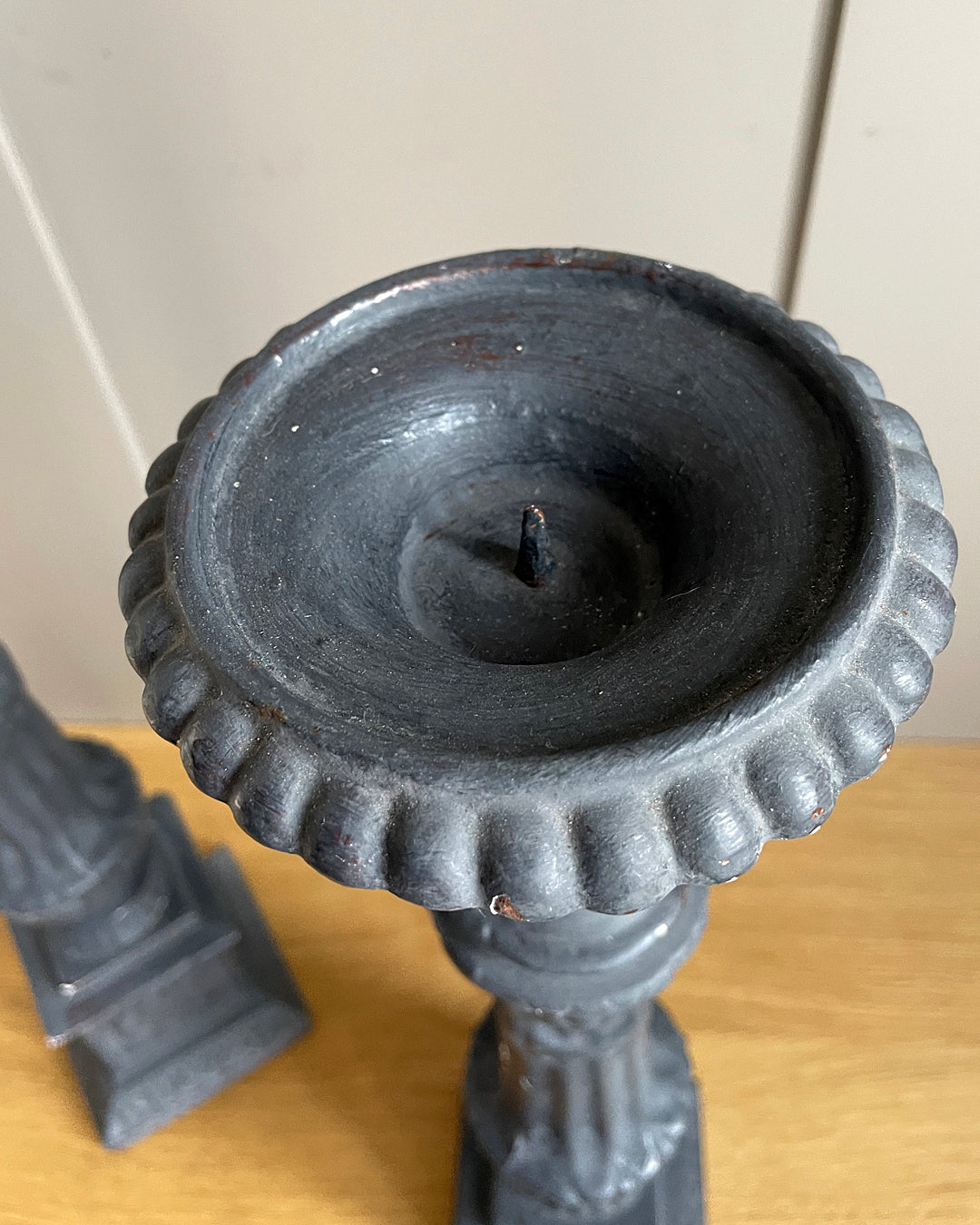 Set Of Cast Iron Garden Candlestick Holders 45cm French 1890's ANTIQUE