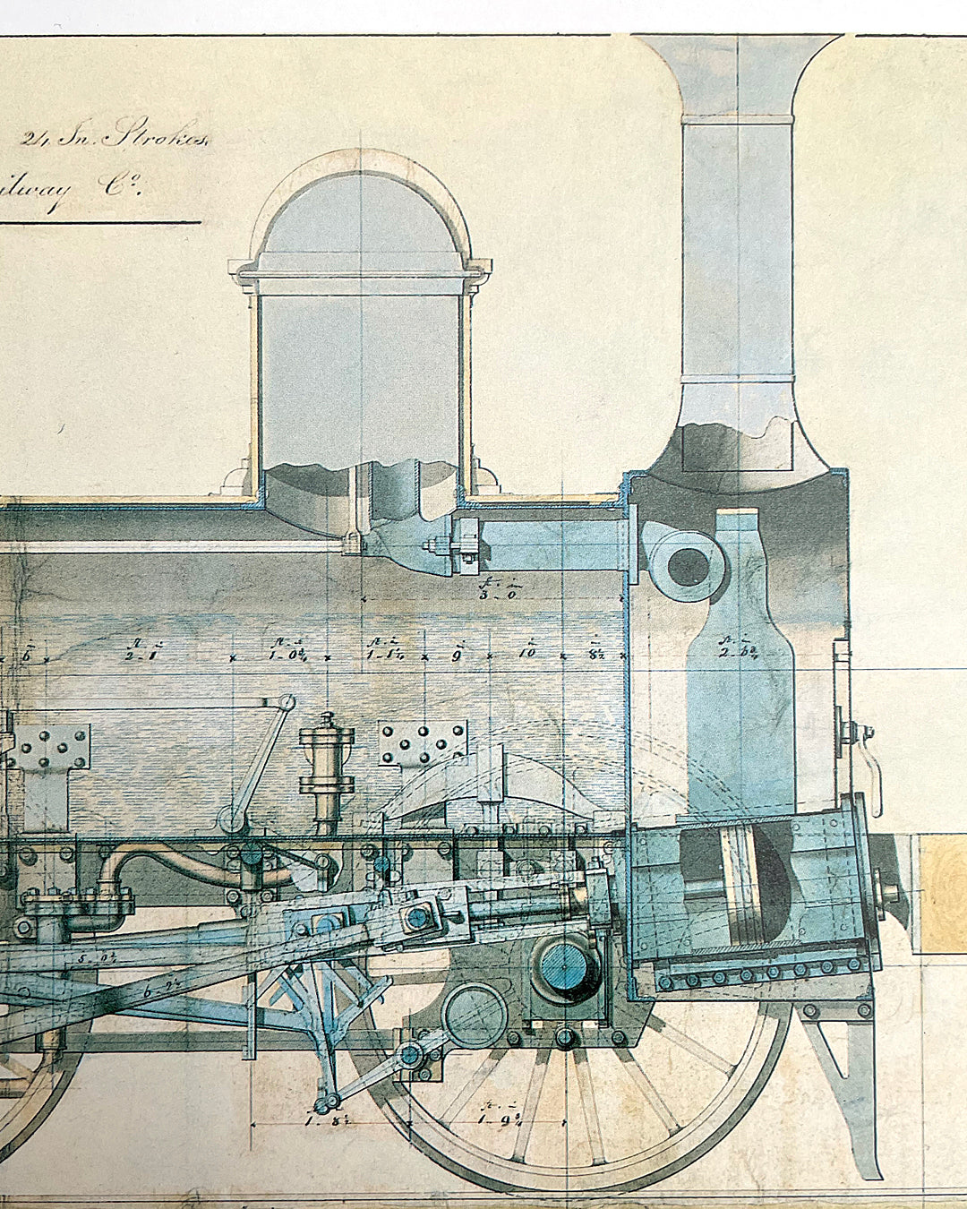 Set Of Three Steam Locomotive Engineering Drawing Prints Framed COLLECTABLE