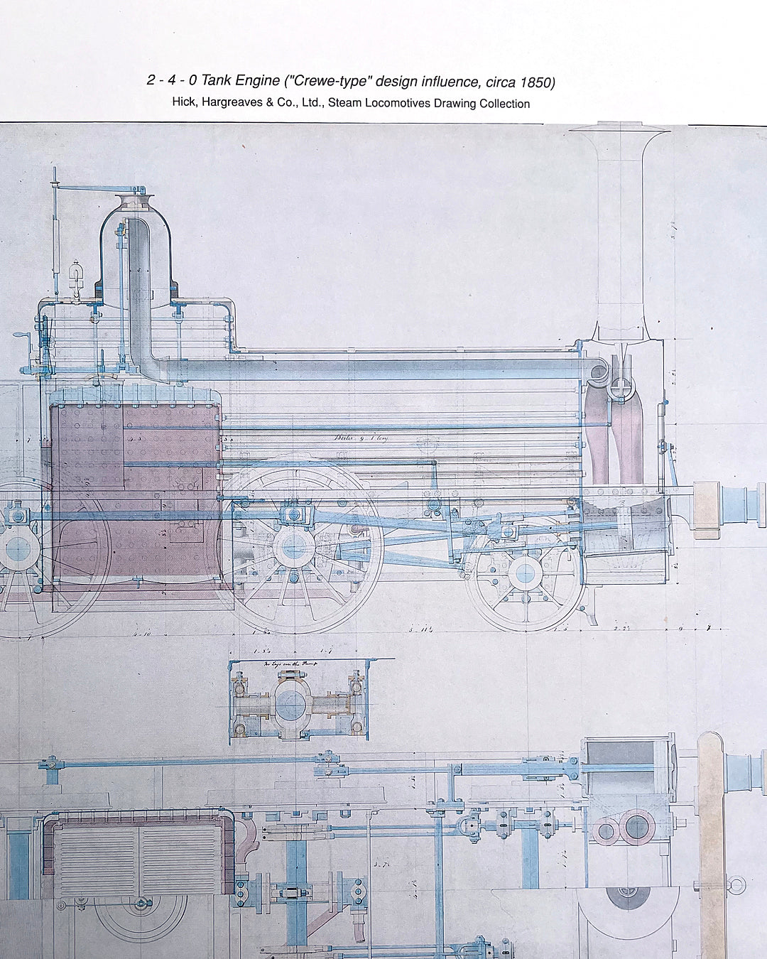 Set Of Three Steam Locomotive Engineering Drawing Prints Framed COLLECTABLE
