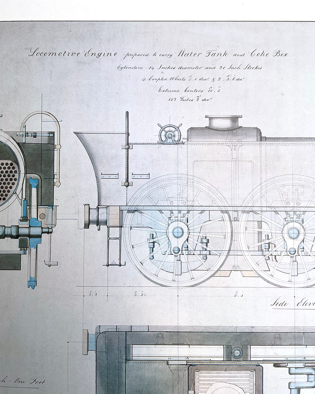 Set Of Three Steam Locomotive Engineering Drawing Prints Framed COLLECTABLE