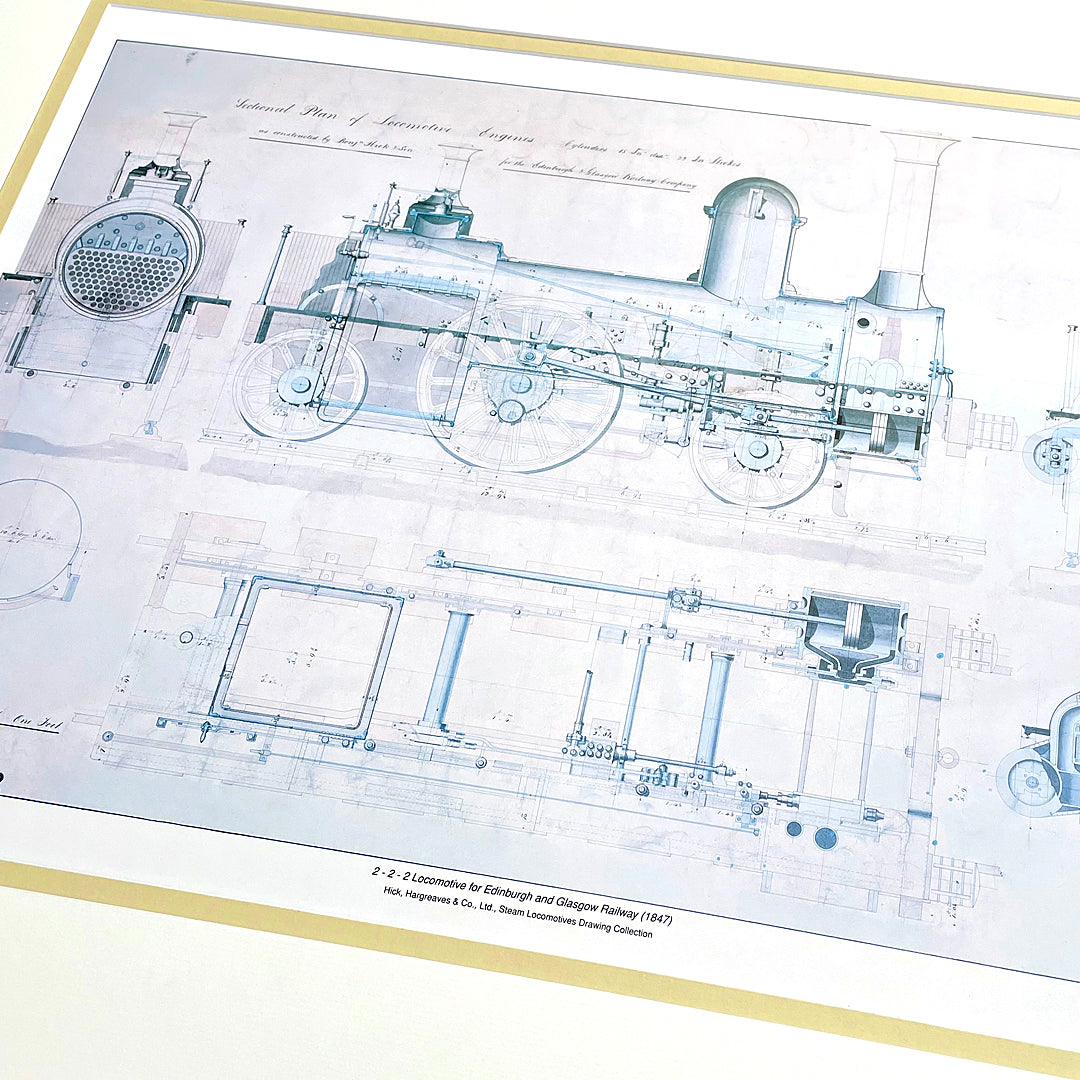 Set Of Three Steam Locomotive Engineering Drawing Prints Framed COLLECTABLE