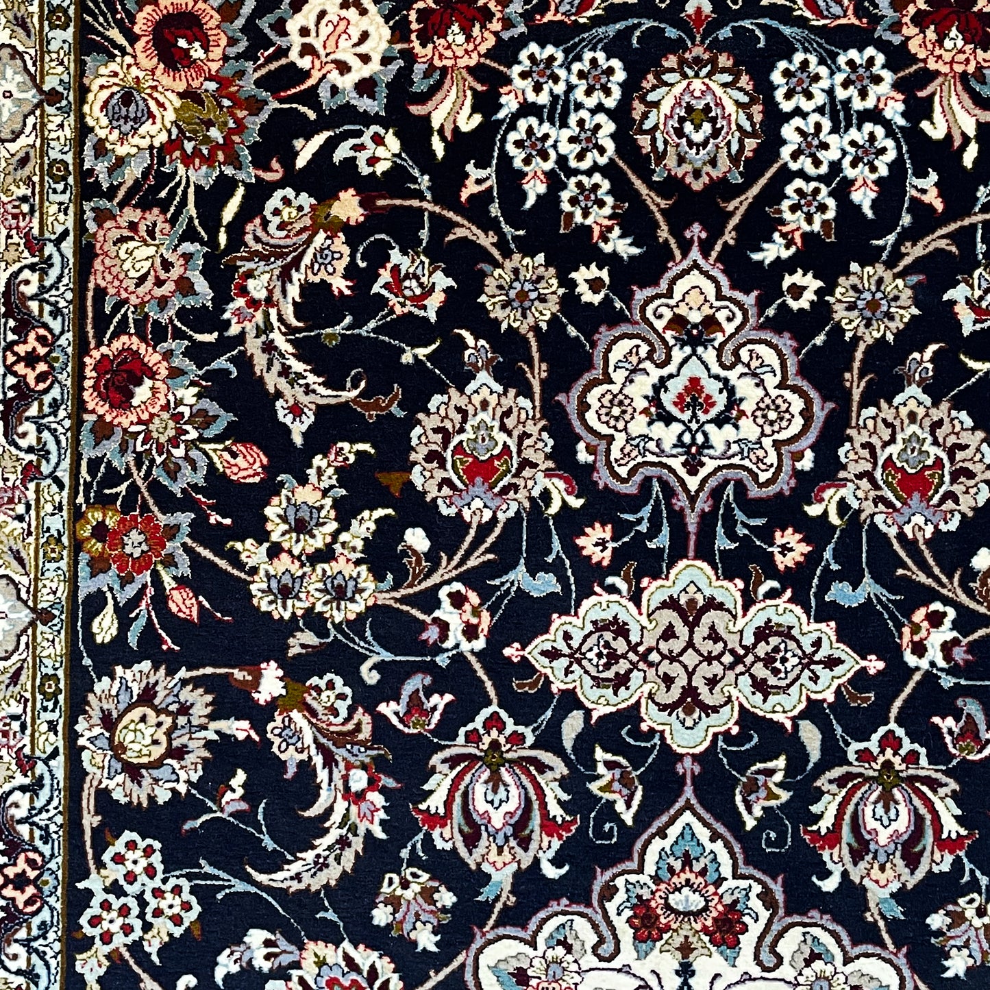 Persian Rug Isfahan 201cm x 127.5cm Navy & Ivory VINTAGE