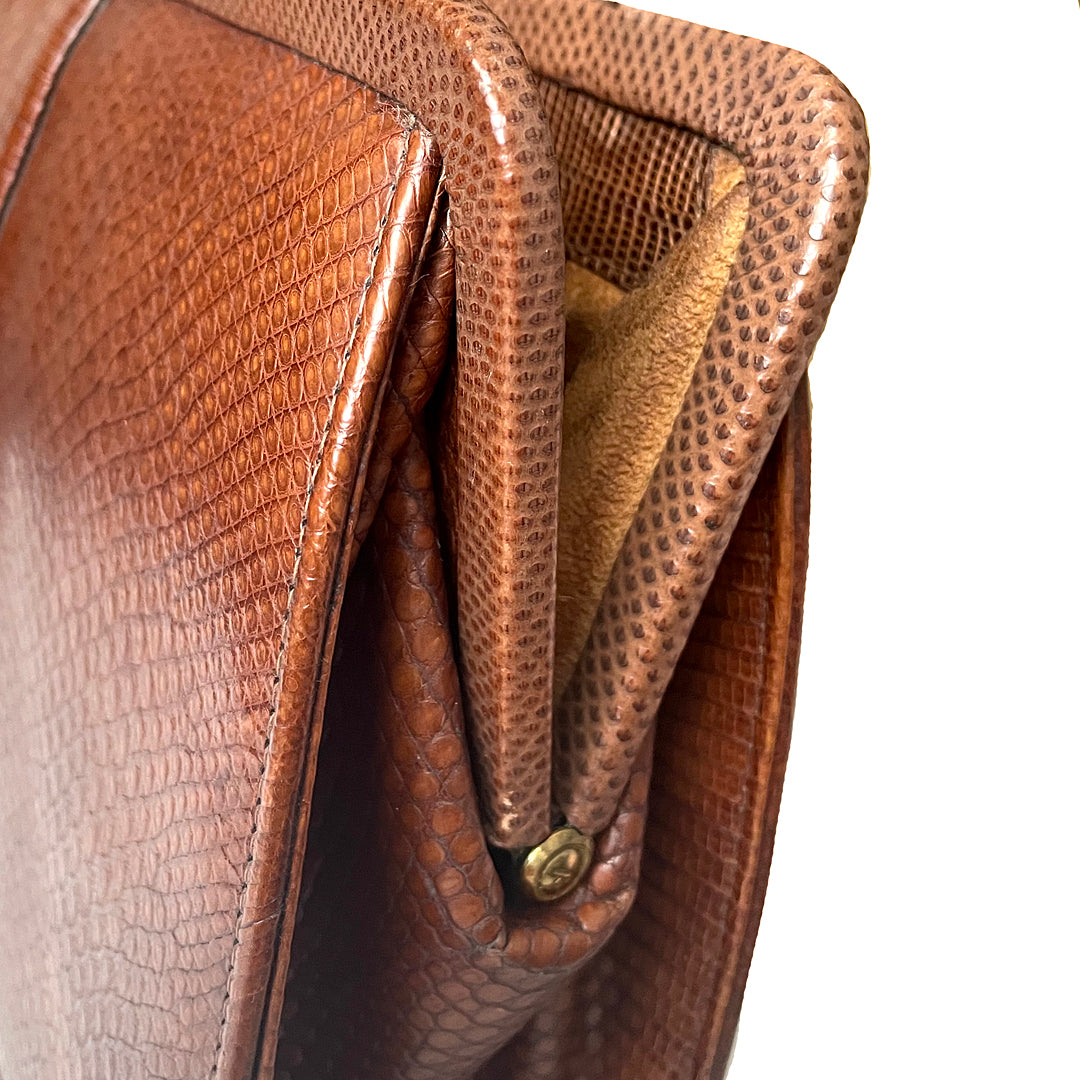 Mappin & Webb Ladies Handbag Brown Lizard Skin Leather 1950's VINTAGE