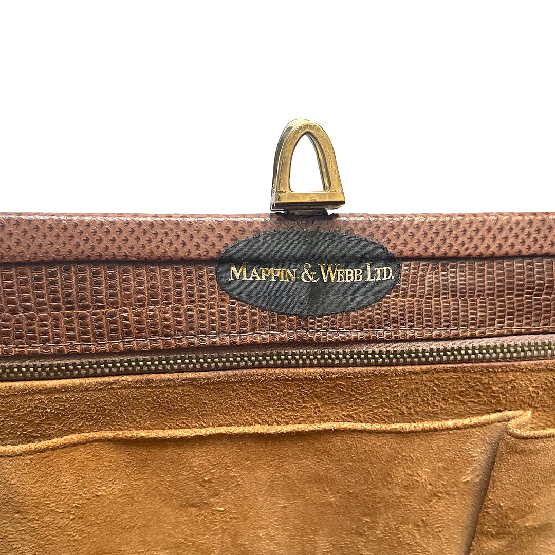 Mappin & Webb Ladies Handbag Brown Lizard Skin Leather 1950's VINTAGE
