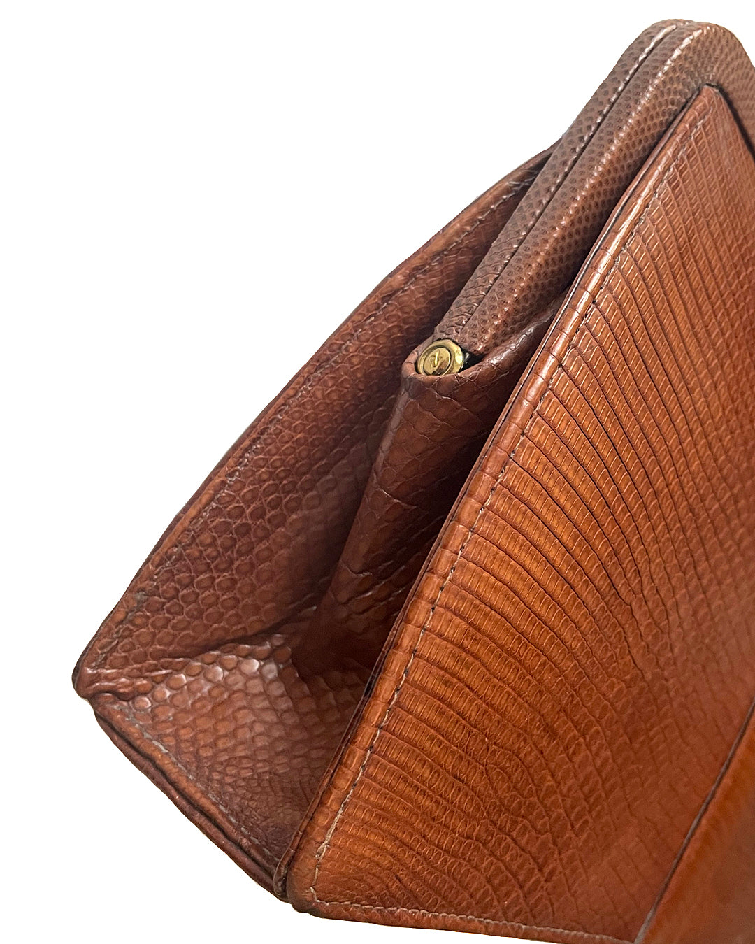 Mappin & Webb Ladies Handbag Brown Lizard Skin Leather 1950's VINTAGE